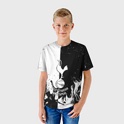 Футболка детская Тоттенхэм черно белый огонь, цвет: 3D-принт — фото 2