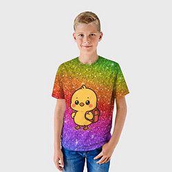 Футболка детская Цыпленок школьник с рюкзаком, цвет: 3D-принт — фото 2