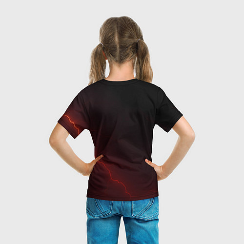 Детская футболка Красная молния на черном / 3D-принт – фото 6