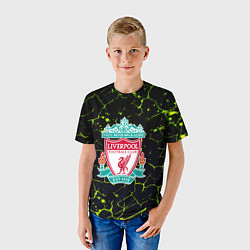 Футболка детская Ливерпуль зеленые трещины, цвет: 3D-принт — фото 2