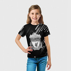 Футболка детская Liverpool геометрия черно белая, цвет: 3D-принт — фото 2