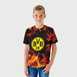 Футболка детская Borussia огонь текстура, цвет: 3D-принт — фото 2