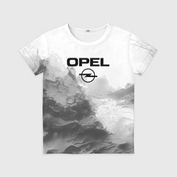 Футболка детская Opel на сером абстрактном фоне, цвет: 3D-принт