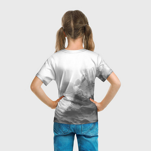 Детская футболка Geely на сером абстрактном фоне / 3D-принт – фото 6