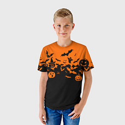 Футболка детская Хэллоуин тыквы и призраки, цвет: 3D-принт — фото 2