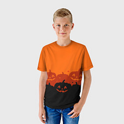 Футболка детская Хэллоуин счастливые тыквы, цвет: 3D-принт — фото 2