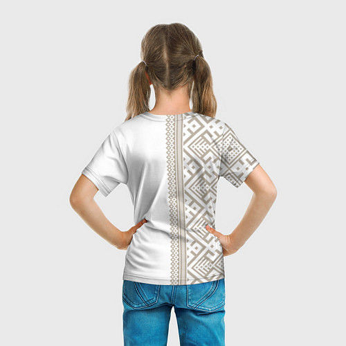 Детская футболка Узоры славянские в бежевом цвете / 3D-принт – фото 6