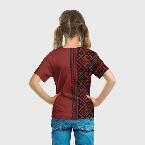 Детская футболка Узоры славянские в красном цвете / 3D-принт – фото 6