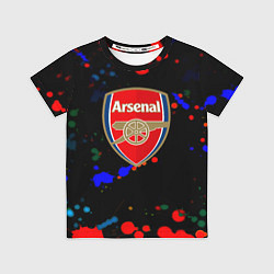 Футболка детская Arsenal неоновые брызги красок, цвет: 3D-принт