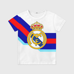 Футболка детская Real Madrid текстура полосы, цвет: 3D-принт