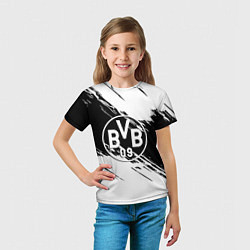 Футболка детская Borussia черно белые полосы, цвет: 3D-принт — фото 2