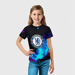 Футболка детская Челси неоновый космос, цвет: 3D-принт — фото 2