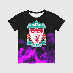 Футболка детская Liverpool неоновый огонь, цвет: 3D-принт