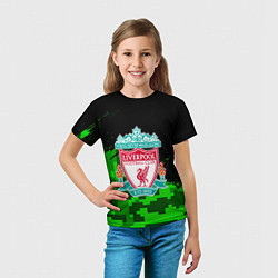 Футболка детская Ливерпуль камуфляж краски, цвет: 3D-принт — фото 2