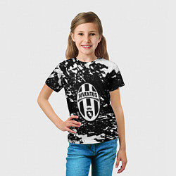 Футболка детская Ювентус белые штрихи красок, цвет: 3D-принт — фото 2