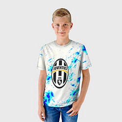 Футболка детская Ювентус голубые краски, цвет: 3D-принт — фото 2