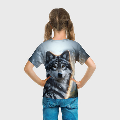 Детская футболка Морда волка - Россия / 3D-принт – фото 6