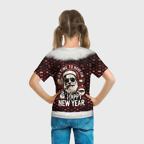 Детская футболка Костюм деда мороза с накаченным прессом / 3D-принт – фото 6