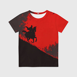 Футболка детская Лошадь скачет на красном фоне, цвет: 3D-принт