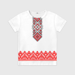 Футболка детская Славянская вышиванка с узорами и оберегом, цвет: 3D-принт