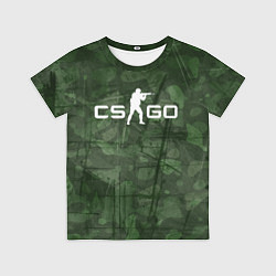 Футболка детская Эмблема CS GO на камуфляжном фоне, цвет: 3D-принт