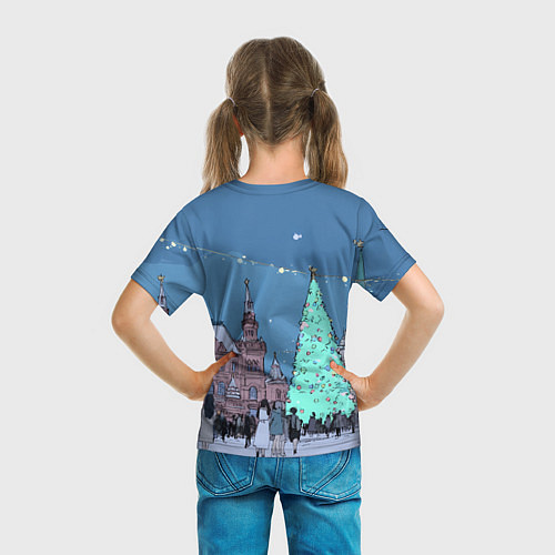 Детская футболка Новогодняя елка в центре Москвы / 3D-принт – фото 6