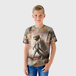 Футболка детская Пришелец в костюме в полосочку, цвет: 3D-принт — фото 2