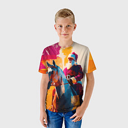 Футболка детская Дед Мороз на коне, цвет: 3D-принт — фото 2