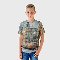 Футболка детская Трамваи в зимнем Санкт-Петербурге, цвет: 3D-принт — фото 2