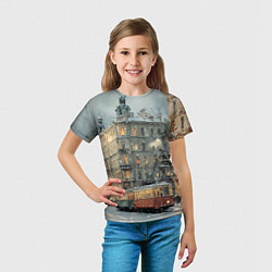 Футболка детская Трамваи в зимнем Санкт-Петербурге, цвет: 3D-принт — фото 2