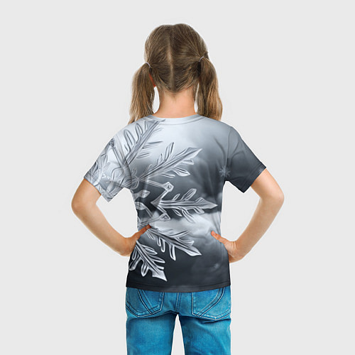 Детская футболка Снежинка на черно белое / 3D-принт – фото 6