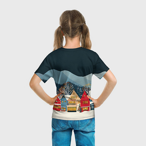 Детская футболка Новогодний городок в горах / 3D-принт – фото 6