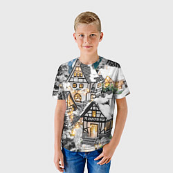 Футболка детская Объемные новогодние дома, цвет: 3D-принт — фото 2