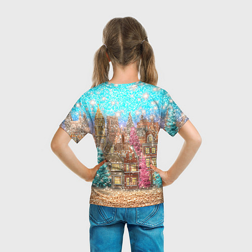 Детская футболка Новогодний город в блестках / 3D-принт – фото 6