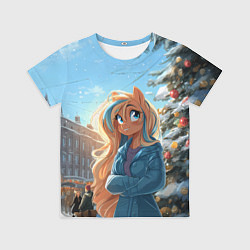 Футболка детская Лошадка на новогодней площади, цвет: 3D-принт