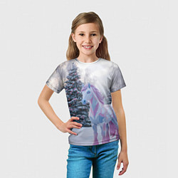 Футболка детская Геометрическая новогодняя лошадка, цвет: 3D-принт — фото 2