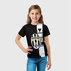 Футболка детская Ювентус геометрия белая, цвет: 3D-принт — фото 2