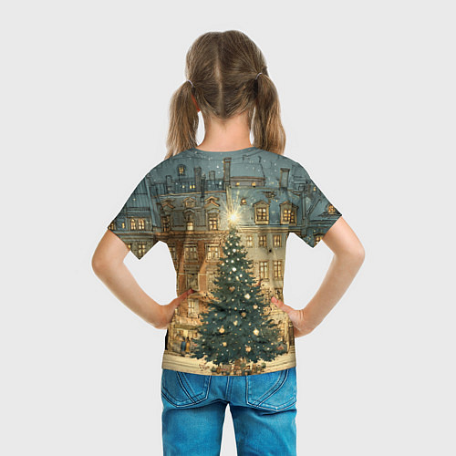 Детская футболка Новогодний старый город / 3D-принт – фото 6