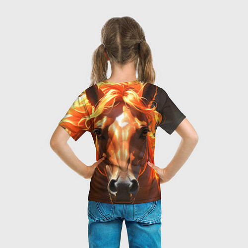Детская футболка Портрет огненной лошади / 3D-принт – фото 6