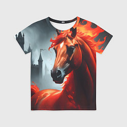 Футболка детская Огненная лошадь на сером, цвет: 3D-принт