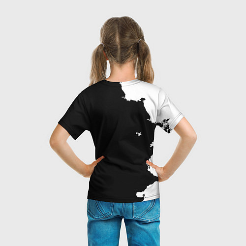 Детская футболка Реал Мадрид черно белые краски / 3D-принт – фото 6