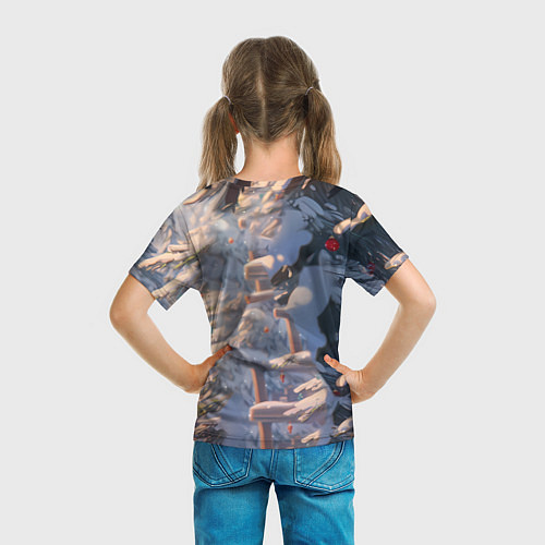 Детская футболка Белая лошадь на фоне елки / 3D-принт – фото 6