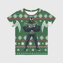 Футболка детская Веном в вязаном свитере - новый год, цвет: 3D-принт