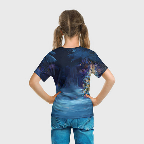 Детская футболка Сияющая новогодняя лошадка / 3D-принт – фото 6