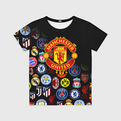 Футболка детская Манчестер логотипы команд, цвет: 3D-принт