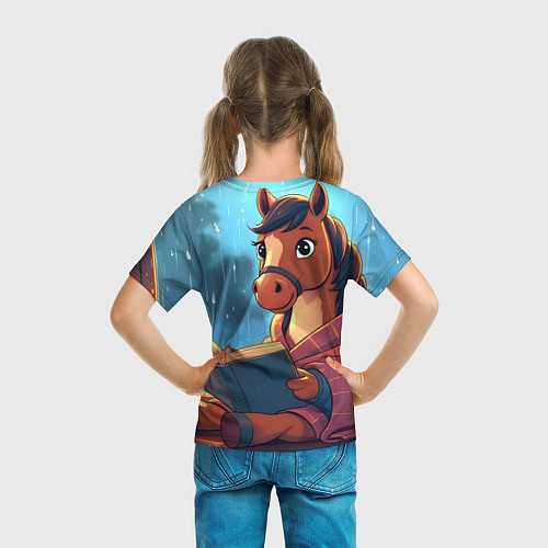 Детская футболка Лошадка уютным вечером / 3D-принт – фото 6