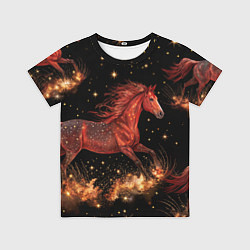 Детская футболка Огненные лошади - паттерн