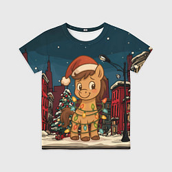 Футболка детская Лошадка в новогодней гирлянде, цвет: 3D-принт