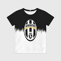 Футболка детская Juventus черно белые краски текстура, цвет: 3D-принт
