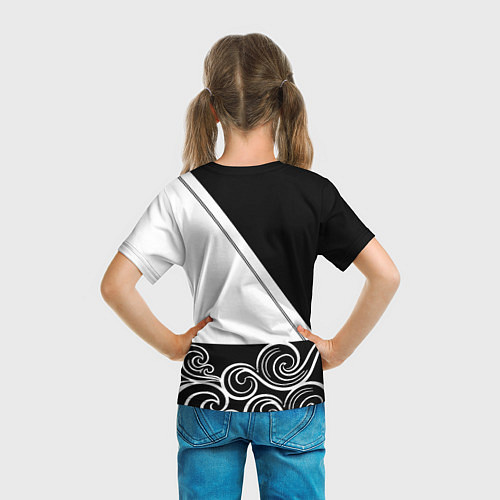 Детская футболка Ювентус геометрия полосы текстура / 3D-принт – фото 6